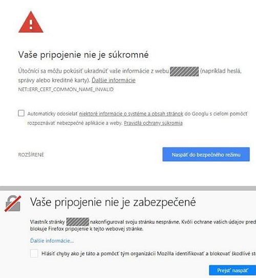 Upozornenie na strnku s http v prehliadai Firefox a Chrome
